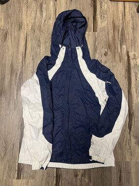 Columbia Navy & White Hooded Windbreaker Jacket